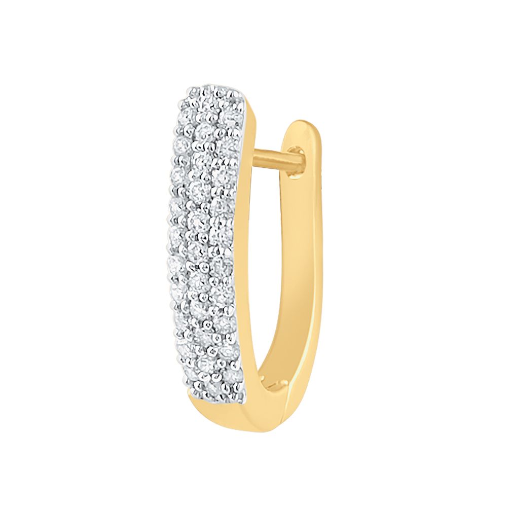 Frosted Yellow Gold And Diamond Earrings-Earrings-OER23J85-D400R0B