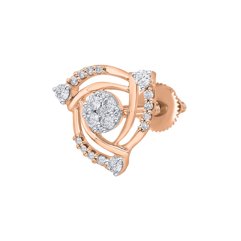 Aurora Rose Gold Diamond Stud Earrings-Diamond-OER23J86-D400X0C