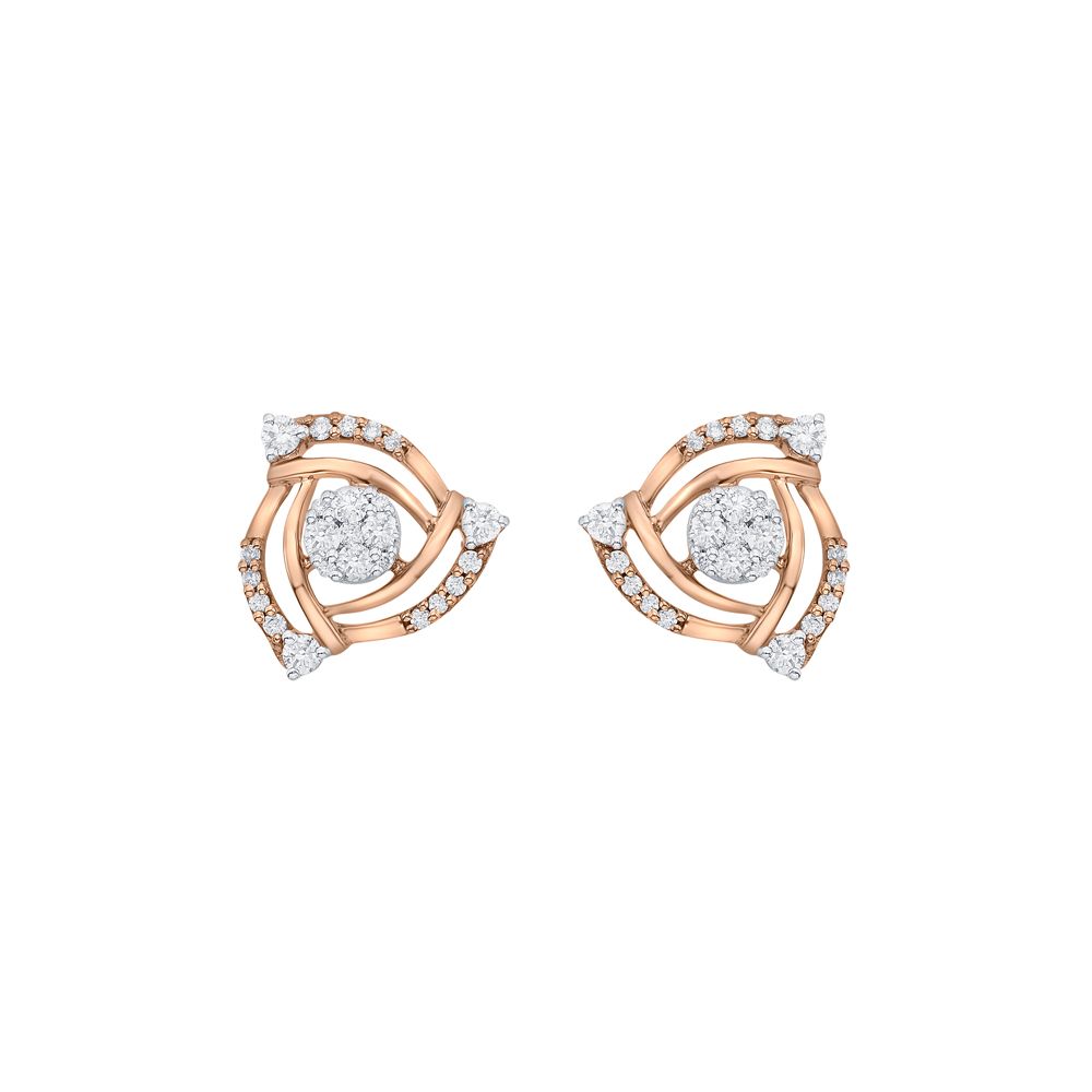 Aurora Rose Gold Diamond Stud Earrings-Diamond-OER23J86-D400X0C