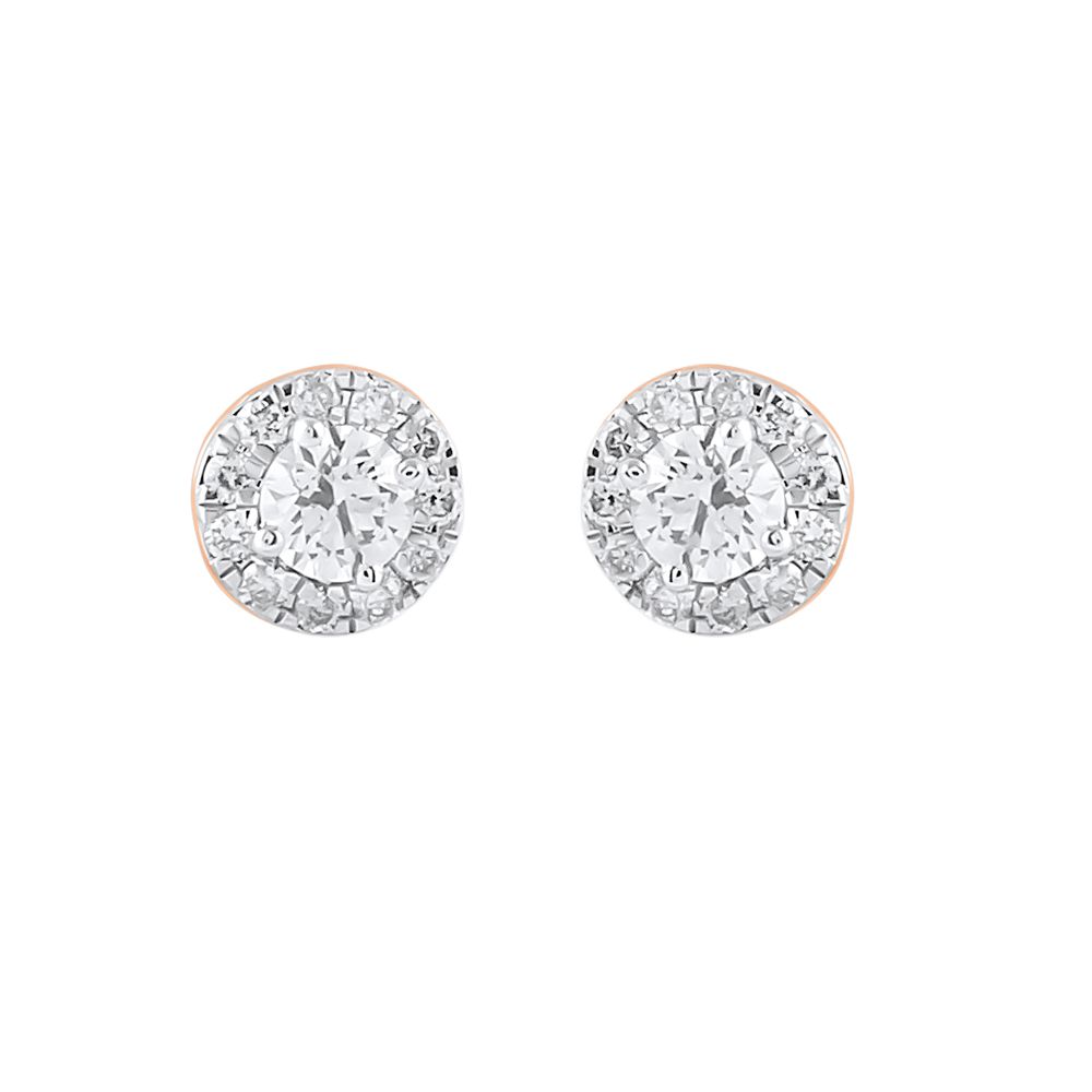 Round Rose Gold and Diamond Studs-Earrings-OER24I50-D400X0B
