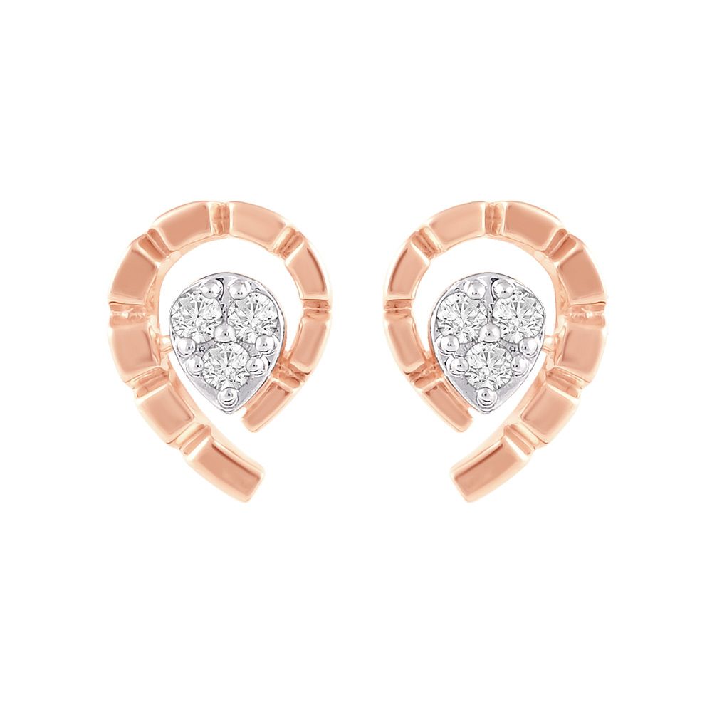 Stylish Rose Gold and Diamond Studs-Earrings-OER24I02-D900X0C