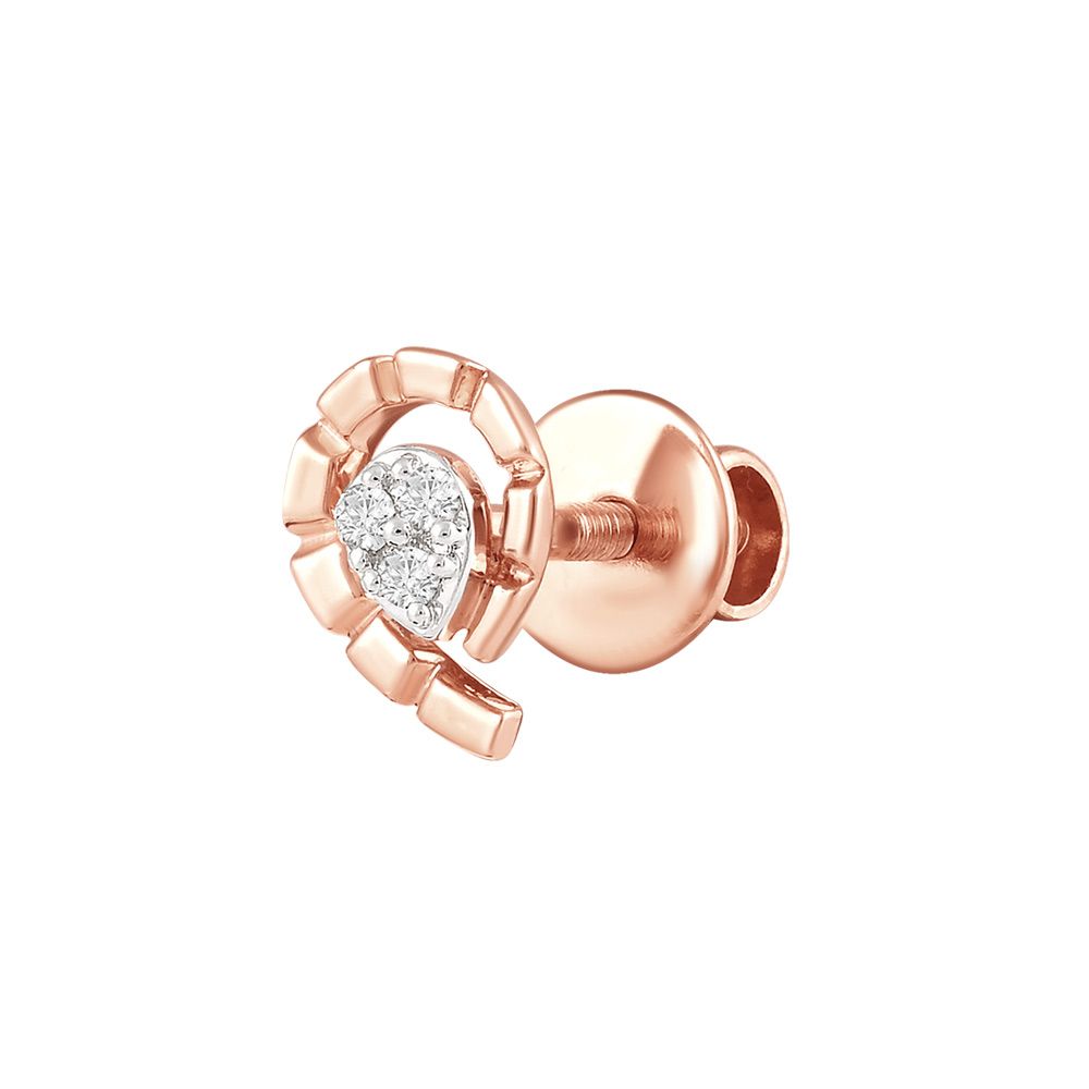 Stylish Rose Gold and Diamond Studs-Earrings-OER24I02-D900X0C