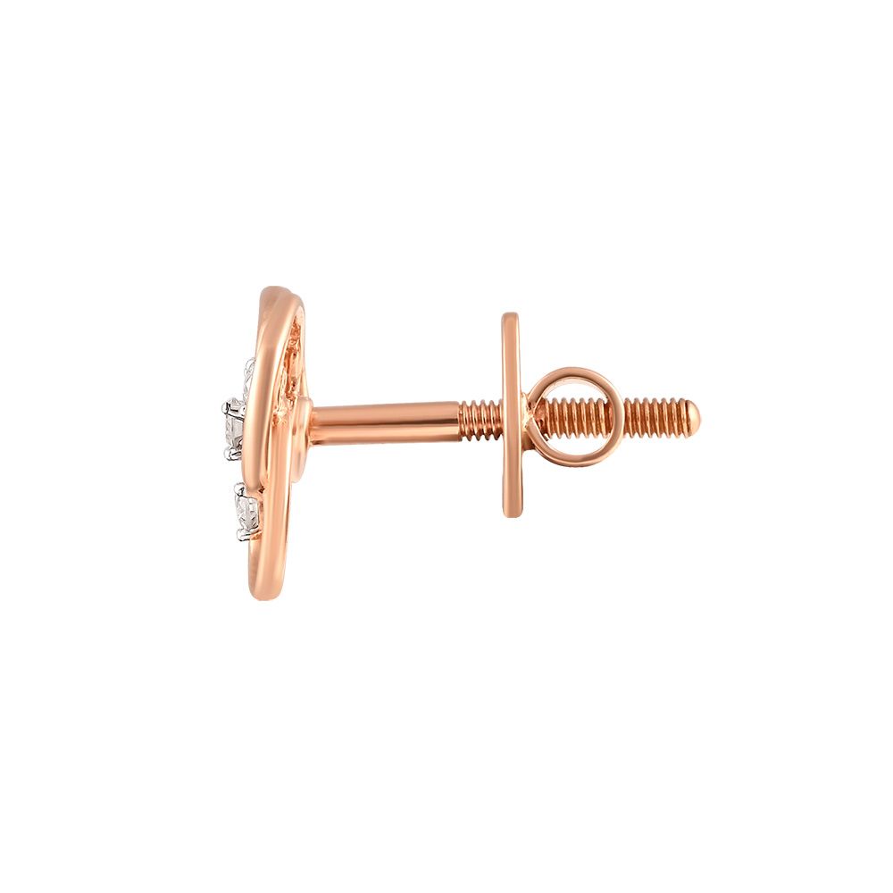 Subtle Floral Rose Gold and Diamond Studs-Earrings-OER24I03-D900X0C