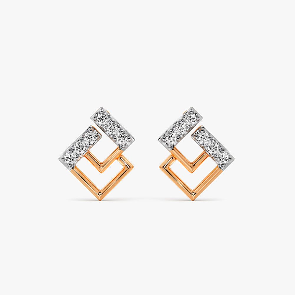 Delicate Geometric Design Diamond Studs-Earrings-OER24I04-D900X0C