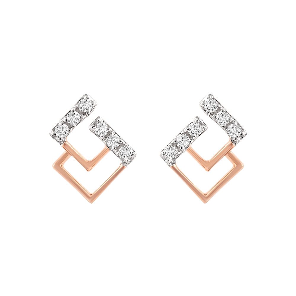 Delicate Geometric Design Diamond Studs-Earrings-OER24I04-D900X0C
