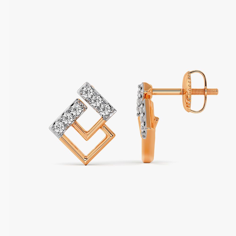 Delicate Geometric Design Diamond Studs-Earrings-OER24I04-D900X0C