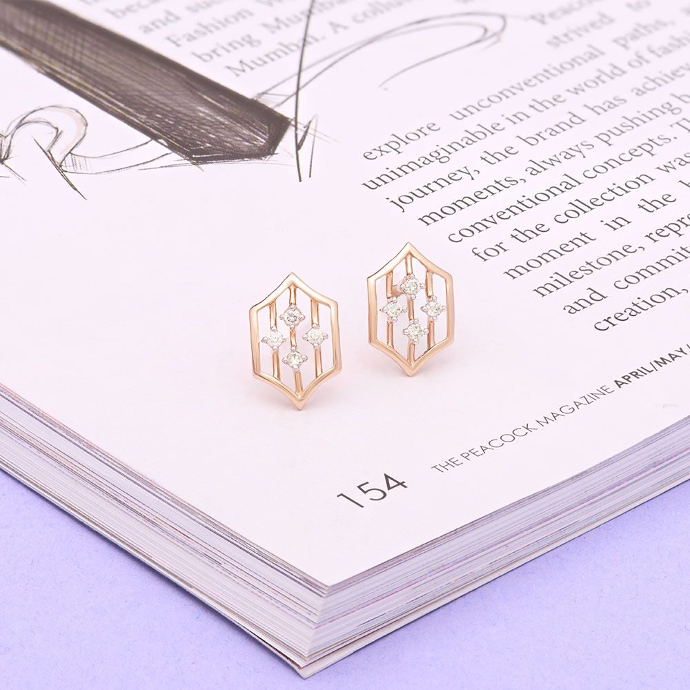 Stylish Geometric Design Diamond Studs-Earrings-OER24I05-D900X0C