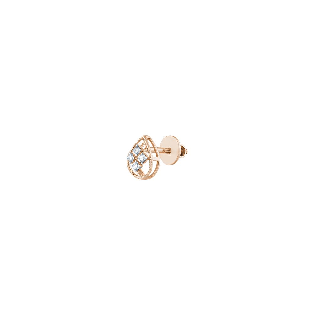 Drop Design Rose Gold and Diamond Studs-Earrings-OER24I08-D900X0C