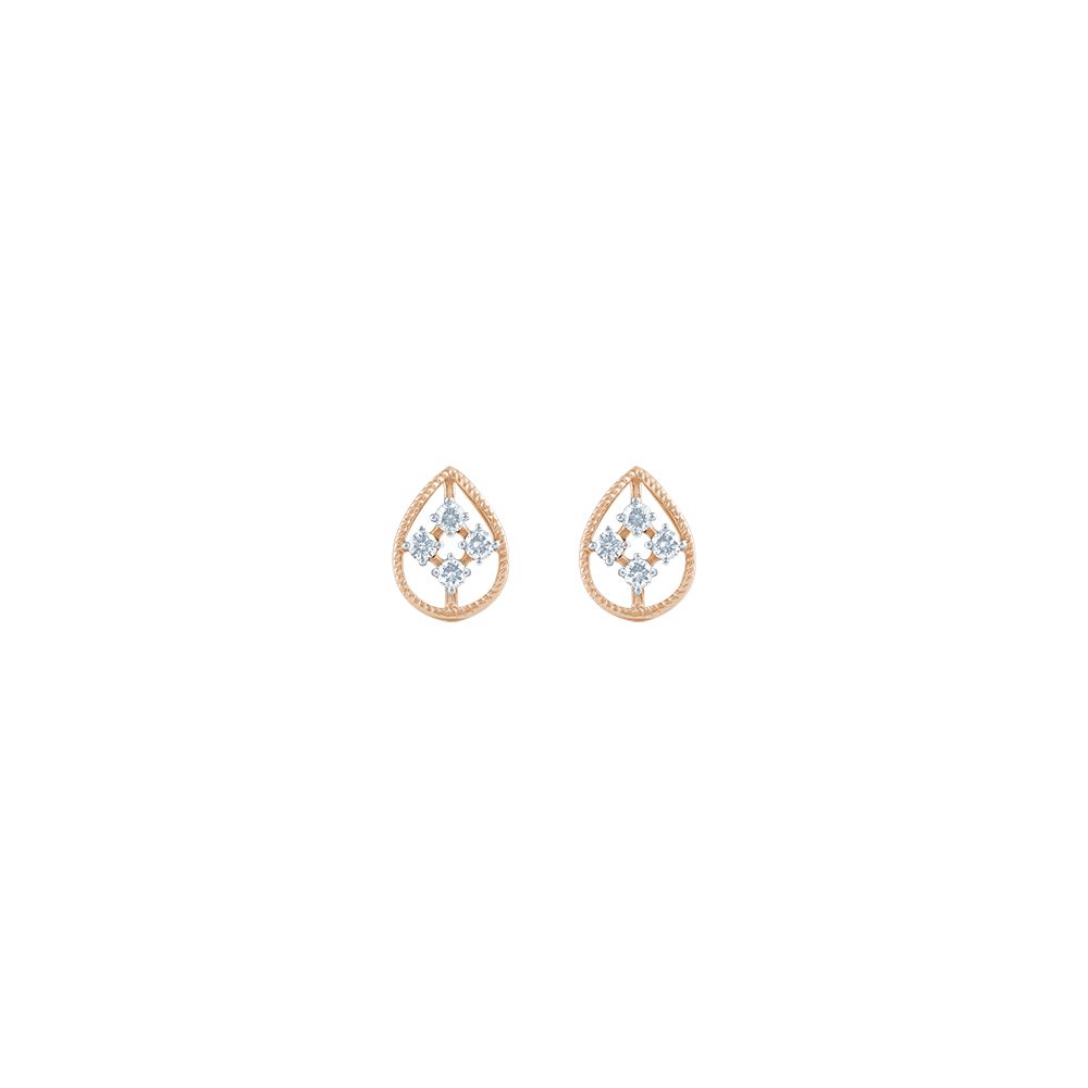 Drop Design Rose Gold and Diamond Studs-Earrings-OER24I08-D900X0C