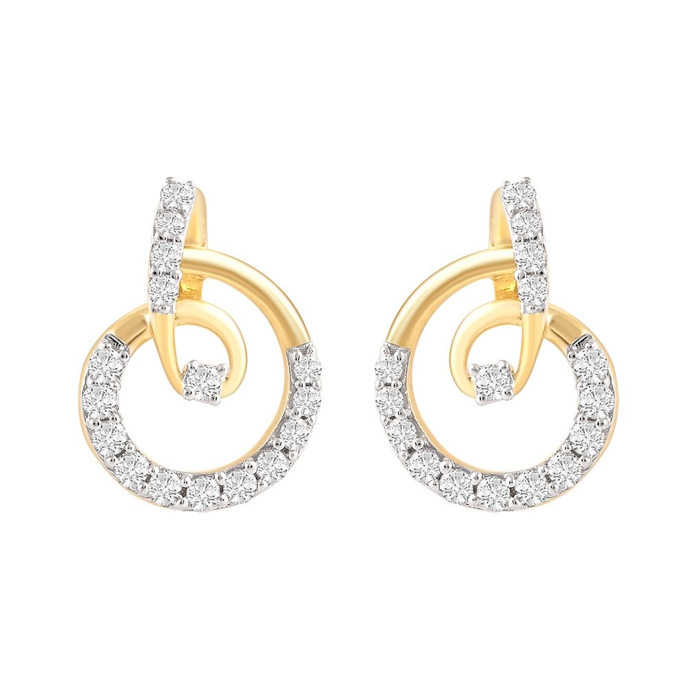 Pretty Swirl Design Diamond Studs-Earrings-OER24I09-D900R0C