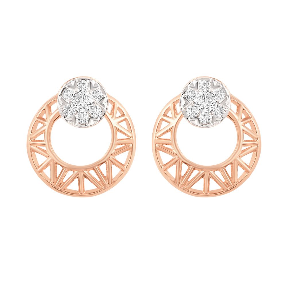 Pretty Lattice Pattern Diamond Studs-Earrings-OER24I10-D900X0C