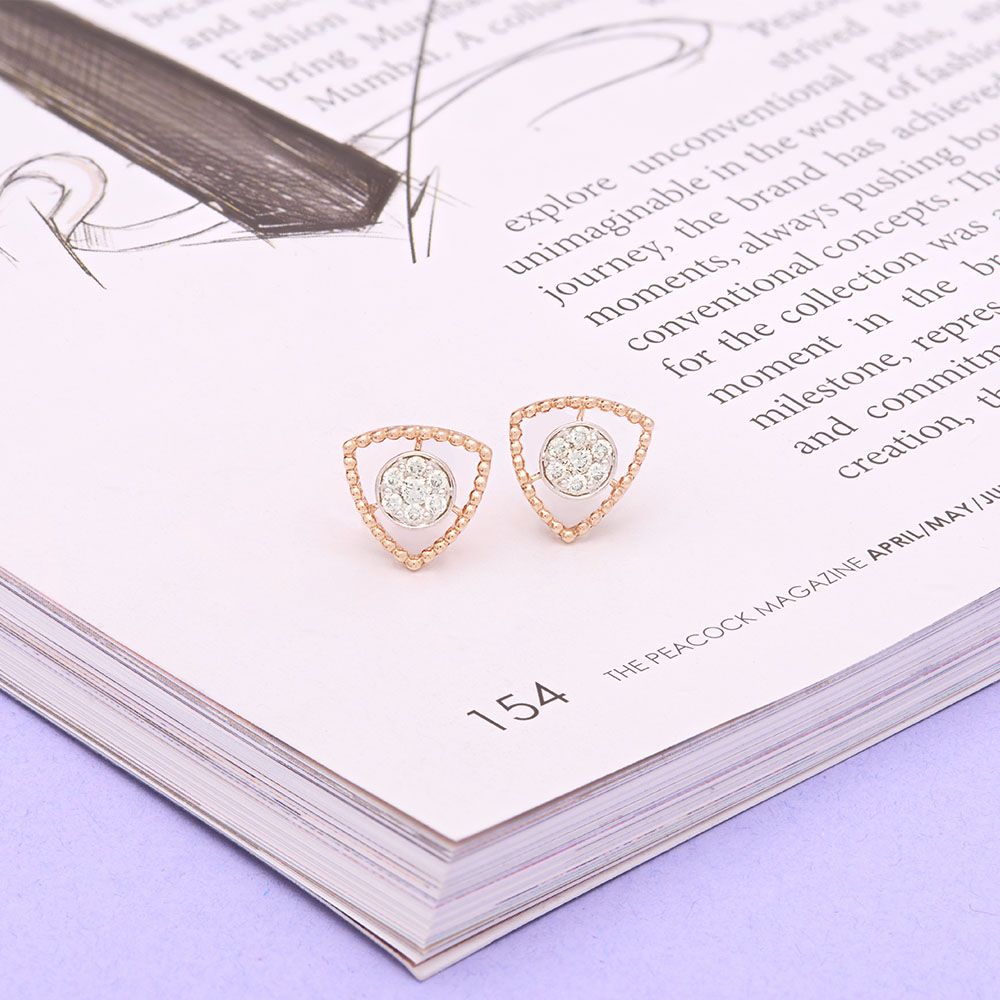 Delicate Rose Gold and Diamond Studs-Earrings-OER24I11-D900X0C