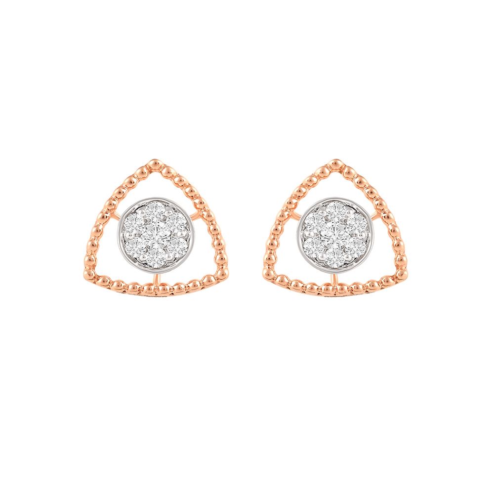 Delicate Rose Gold and Diamond Studs-Earrings-OER24I11-D900X0C