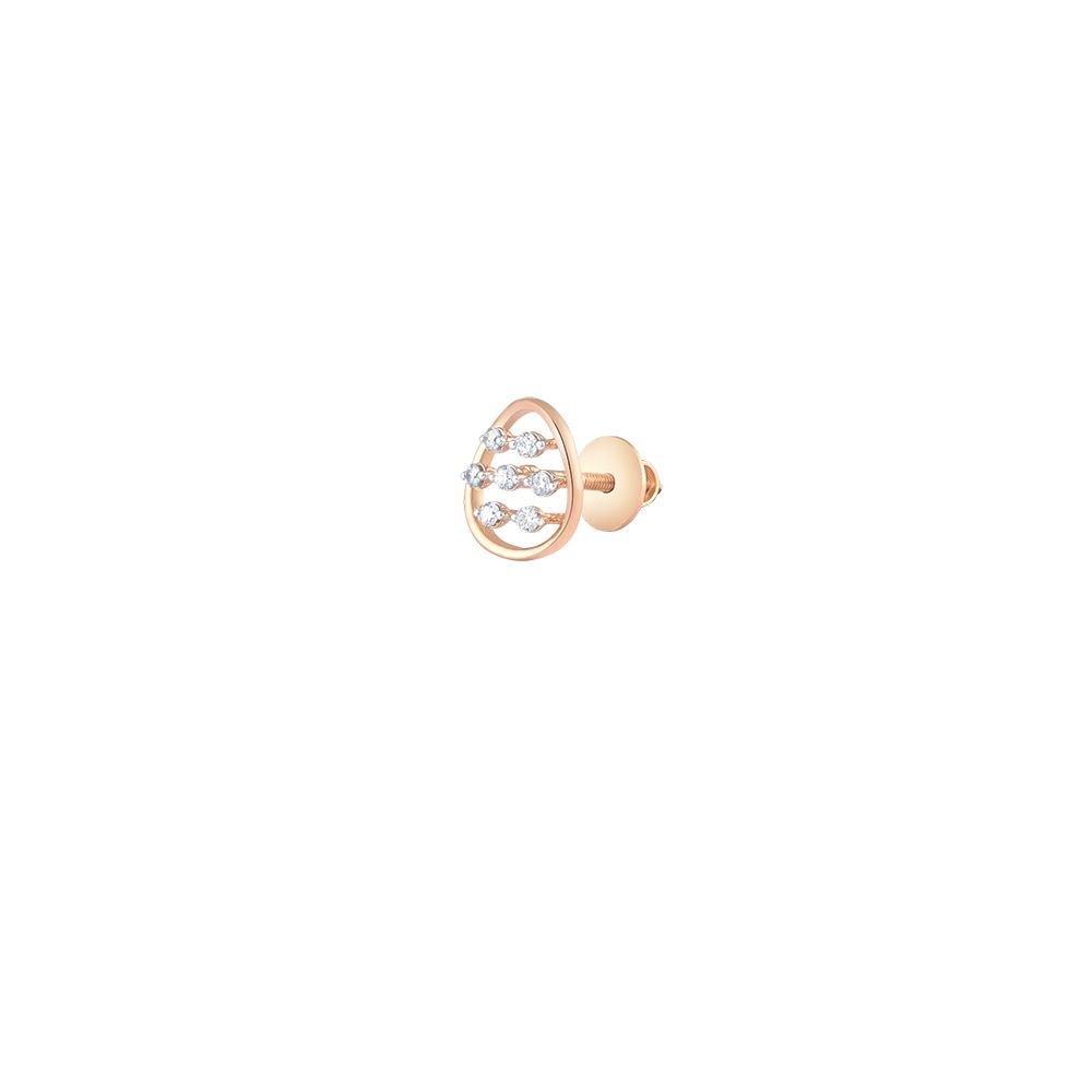 Alluring Geometric Diamond and Rose Gold Studs-Earrings-OER24I12-D900X0C