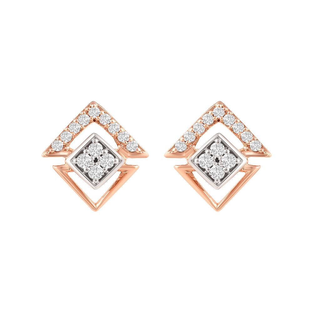 Charmaing Geometric Rose Gold and Diamond Studs-Earrings-OER24I13-D900X0C