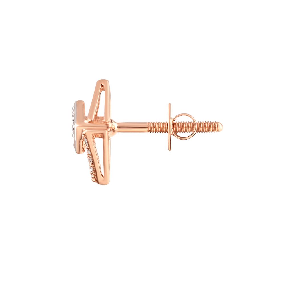 Charmaing Geometric Rose Gold and Diamond Studs-Earrings-OER24I13-D900X0C