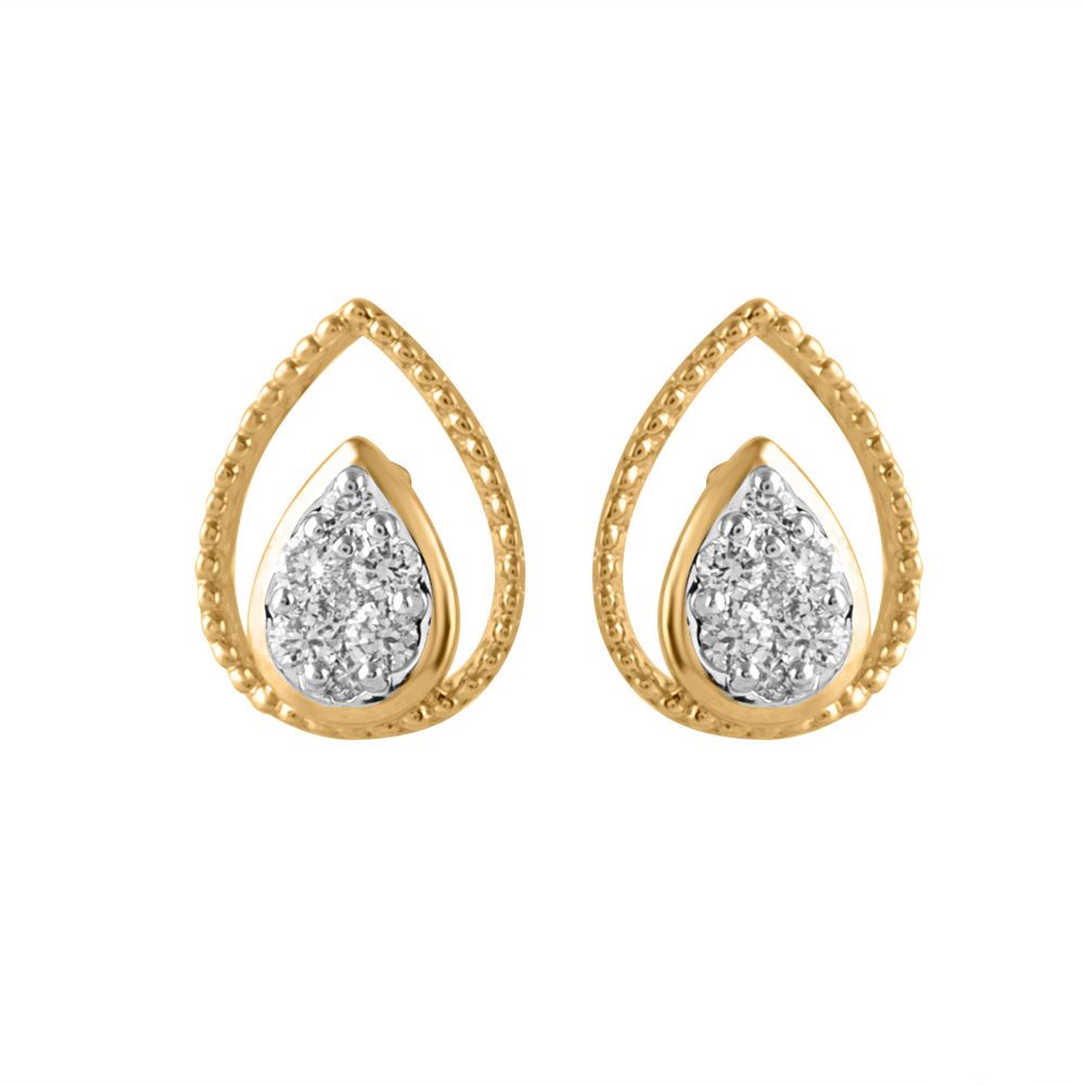 Filigree Drop Design Diamond Studs-Earrings-OER24I14-D900R0C