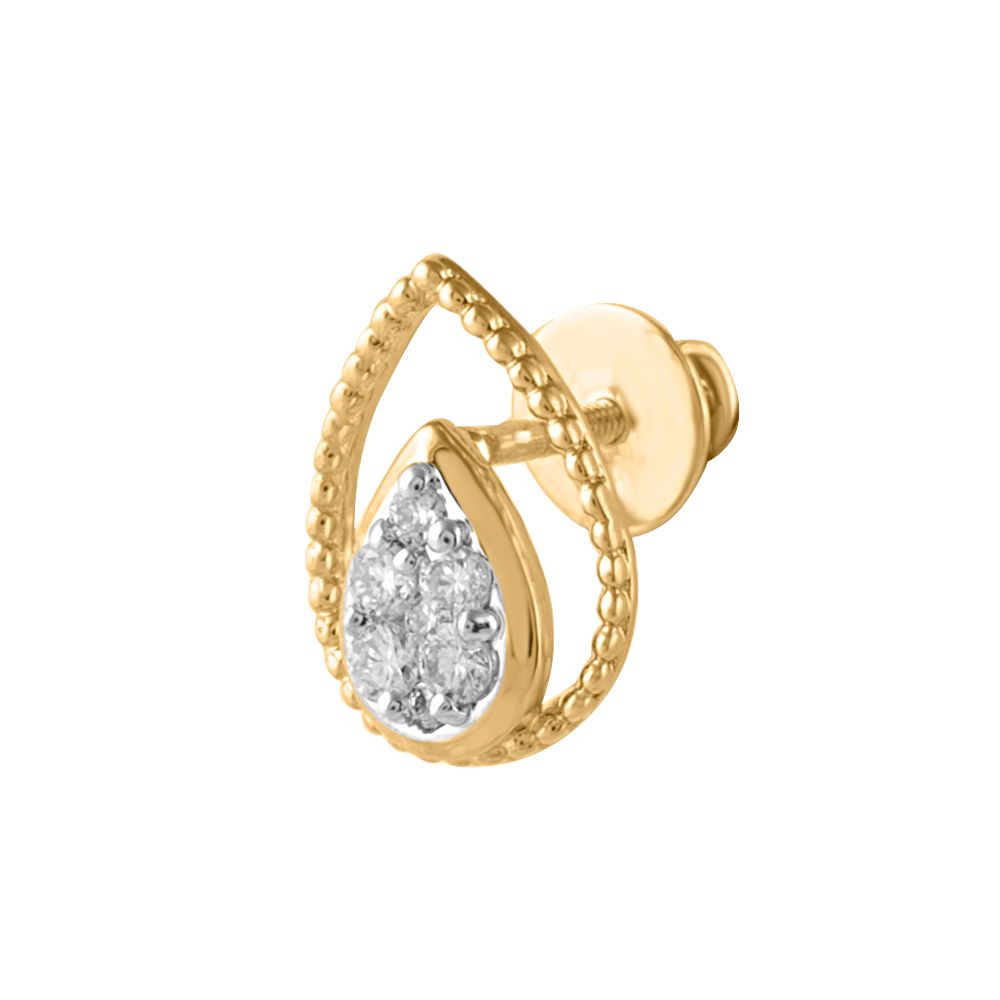 Filigree Drop Design Diamond Studs-Earrings-OER24I14-D900R0C