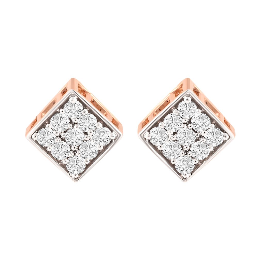 Attractive Square Design Diamond Studs-Earrings-OER24I16-D900X0C