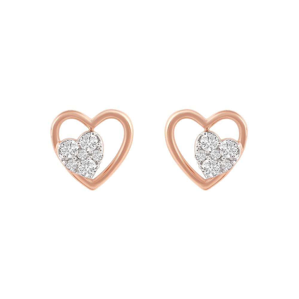 Subtle Heart Design Diamond Studs-Earrings-OER24I17-D900X0C