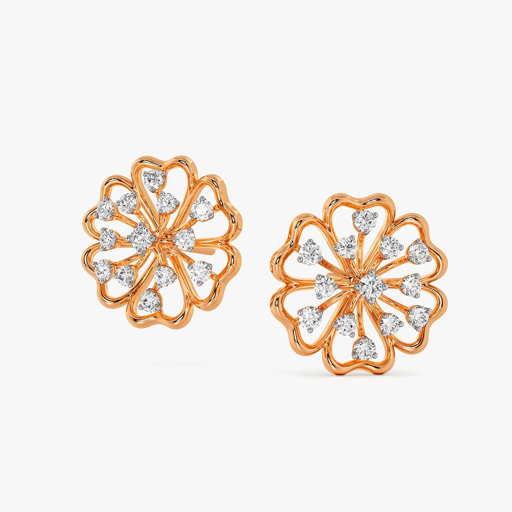 Classy Floral and Diamond Studs-Earrings-OER24I18-D900X0C