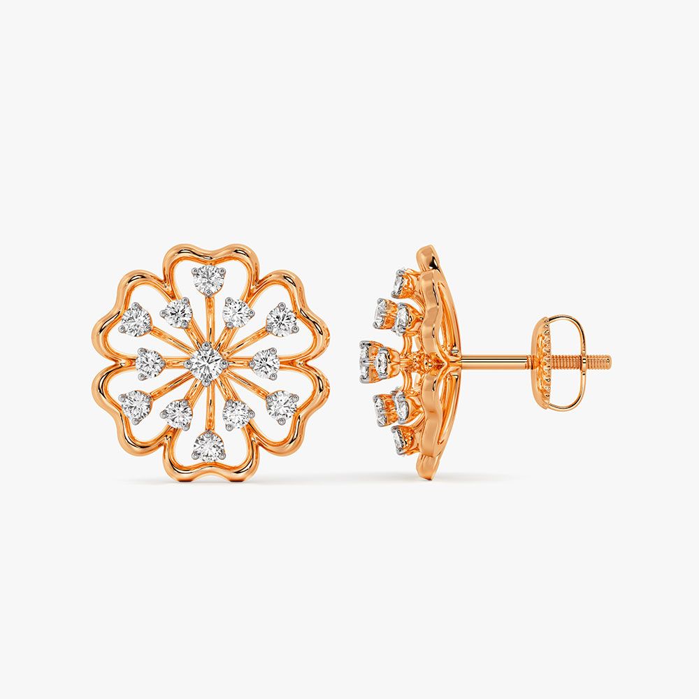 Classy Floral and Diamond Studs-Earrings-OER24I18-D900X0C