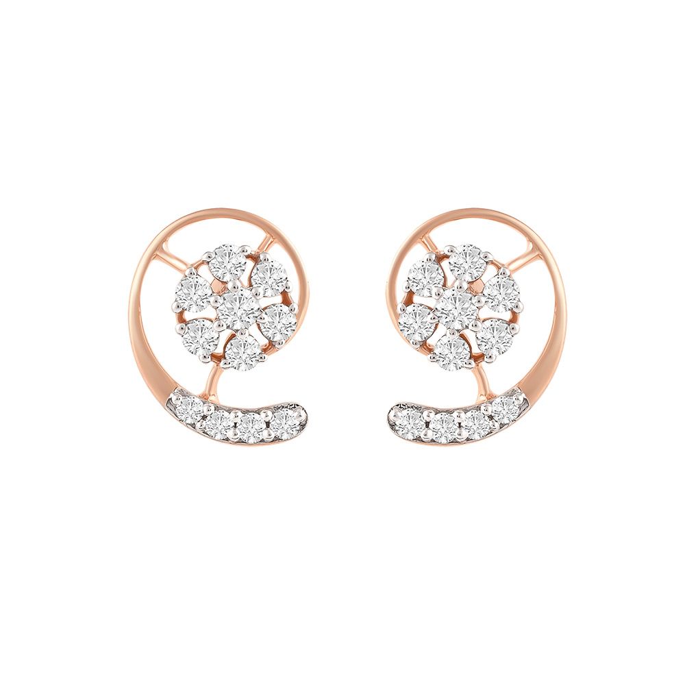 Gleaming Floral Diamond Studs-Earrings-OER24I19-D900X0C