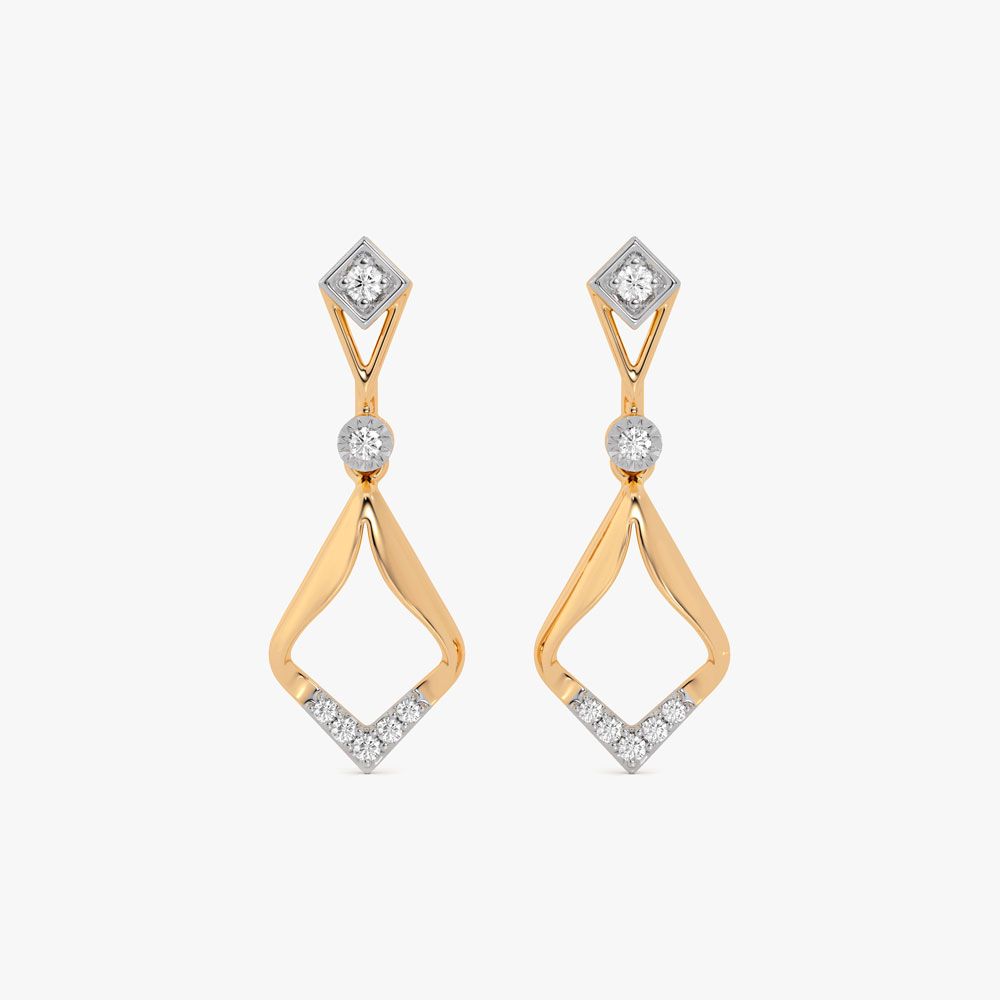 Beautiful Drop Design Diamond Earrings-Earrings-OER24I21-D900R0C