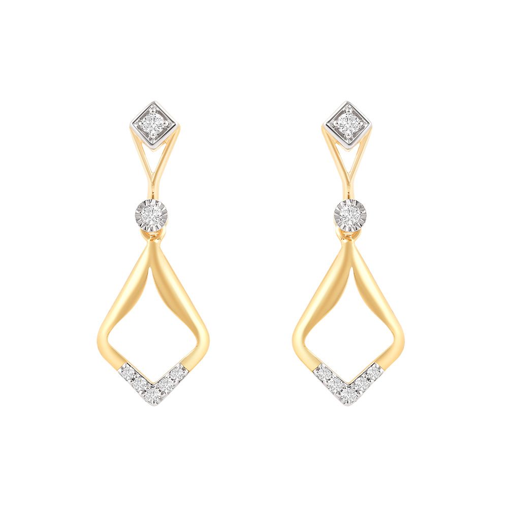 Beautiful Drop Design Diamond Earrings-Earrings-OER24I21-D900R0C