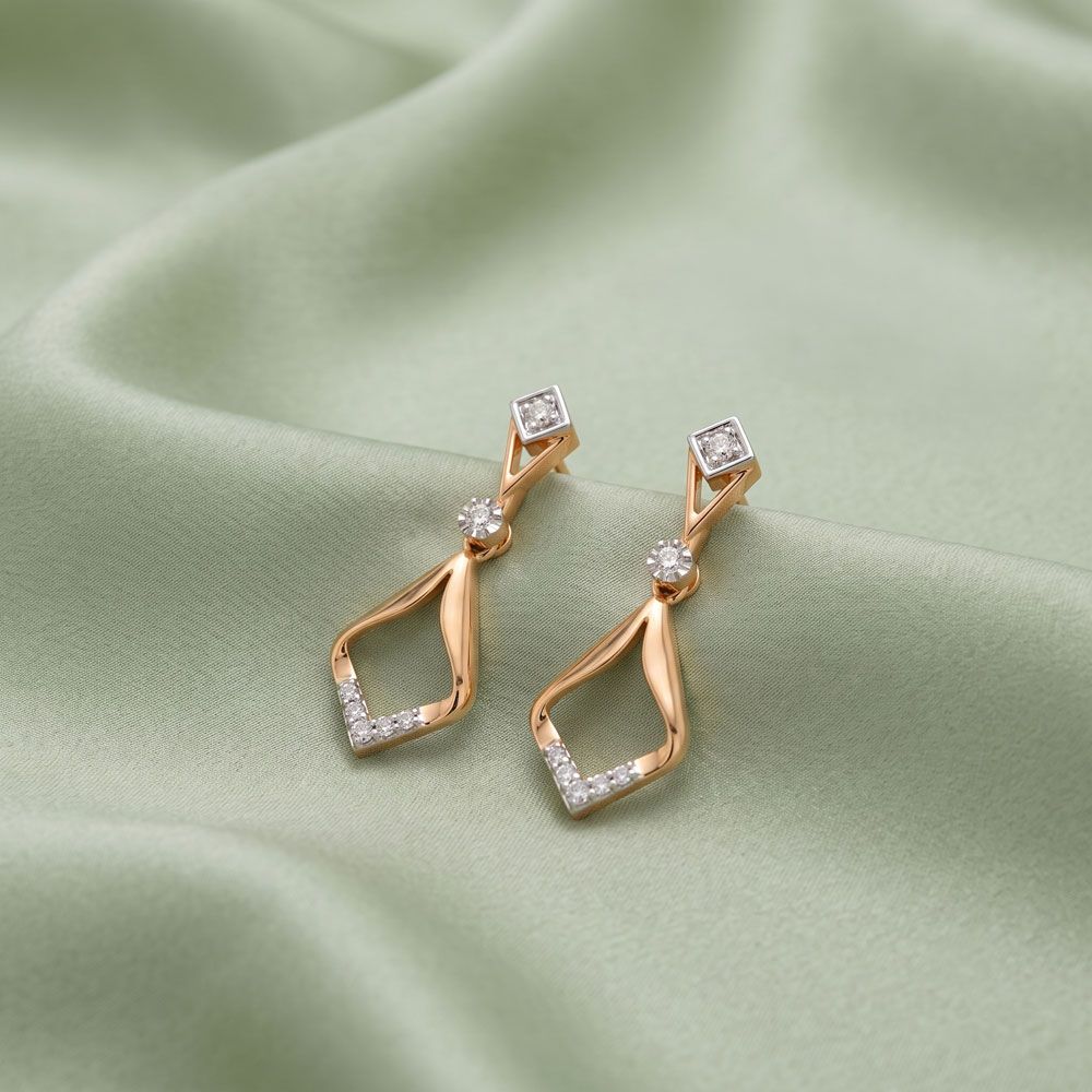 Beautiful Drop Design Diamond Earrings-Earrings-OER24I21-D900R0C