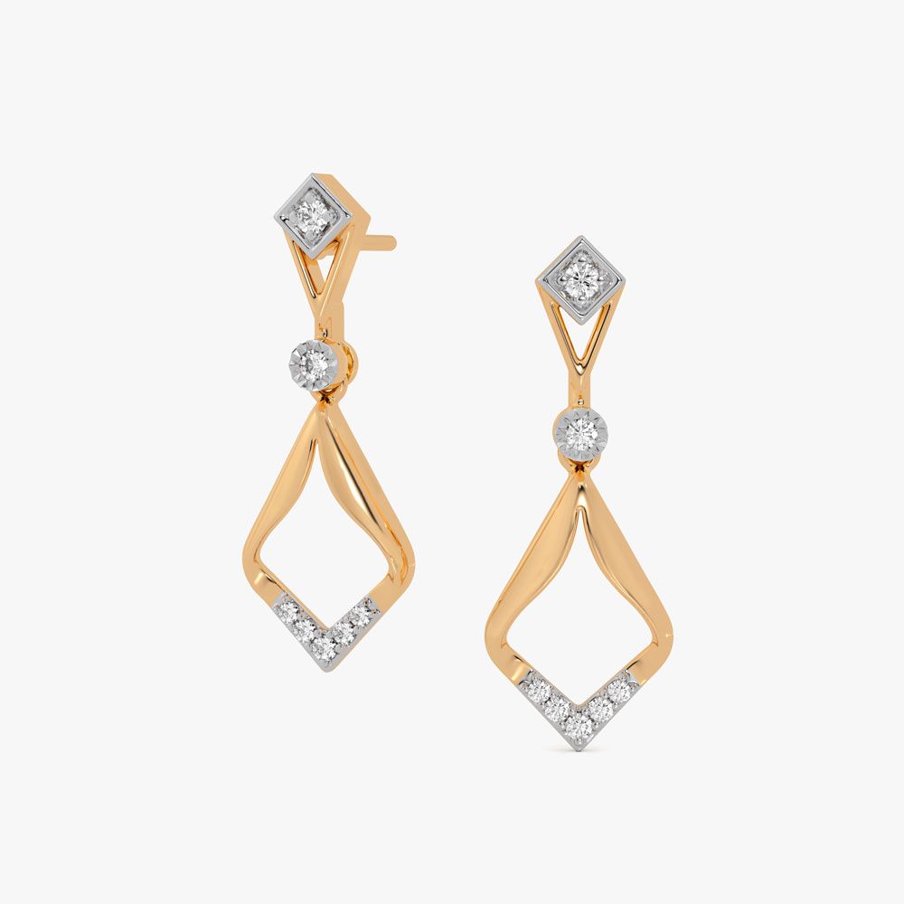 Beautiful Drop Design Diamond Earrings-Earrings-OER24I21-D900R0C