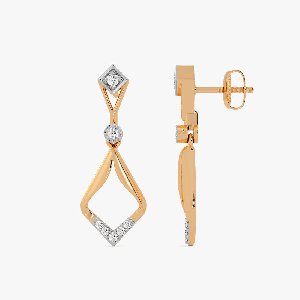 Beautiful Drop Design Diamond Earrings-Earrings-OER24I21-D900R0C