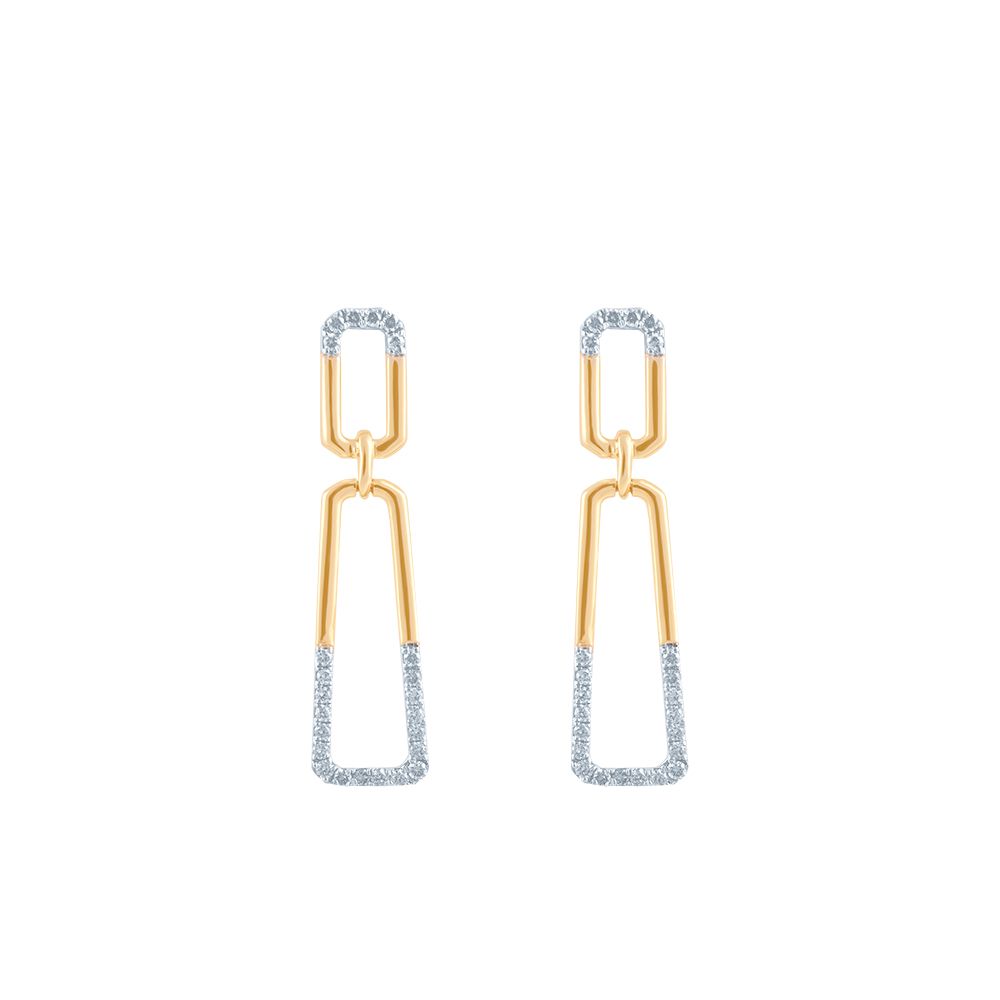 Geometric Rectangle Design Diamond Earrings-Earrings-OER24I24-D900R0C
