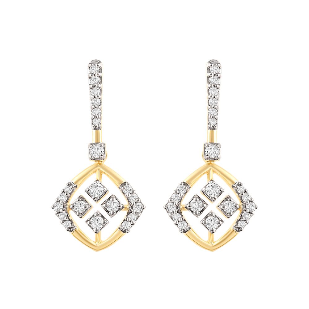 Classy Geometric Design Diamond Drop Earrings-Earrings-OER24I26-D900R0C