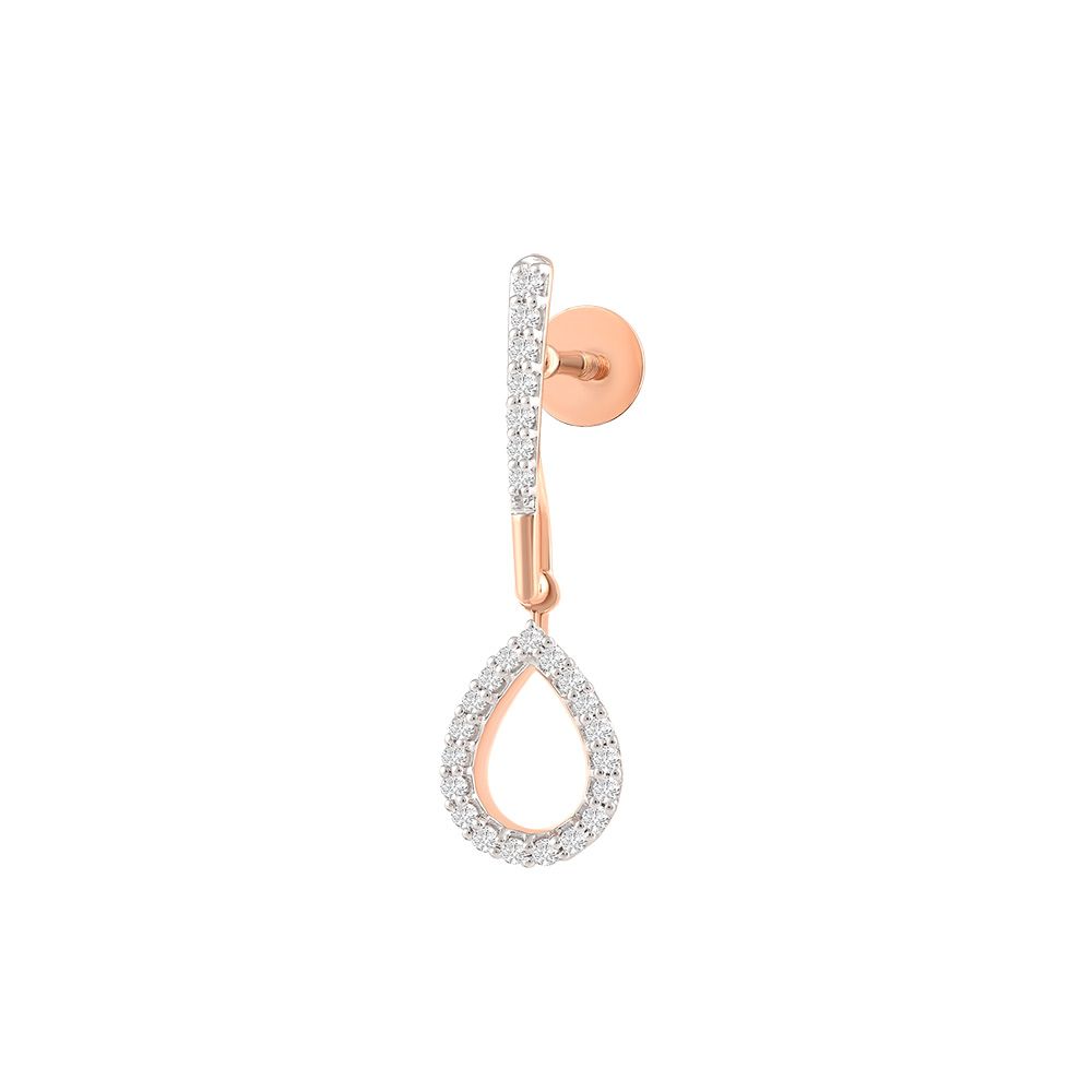 Graceful Drop Design Diamond Earrings -Earrings-OER24I27-D900X0C