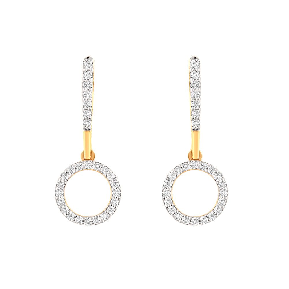 Round Diamond Studded Drop Earrings-Earrings-OER24I29-D900R0C