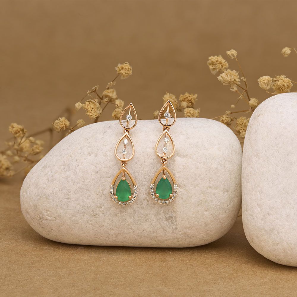 Delicate Drop Design Diamond Danglers-Earrings-OER24I31-D911X0C