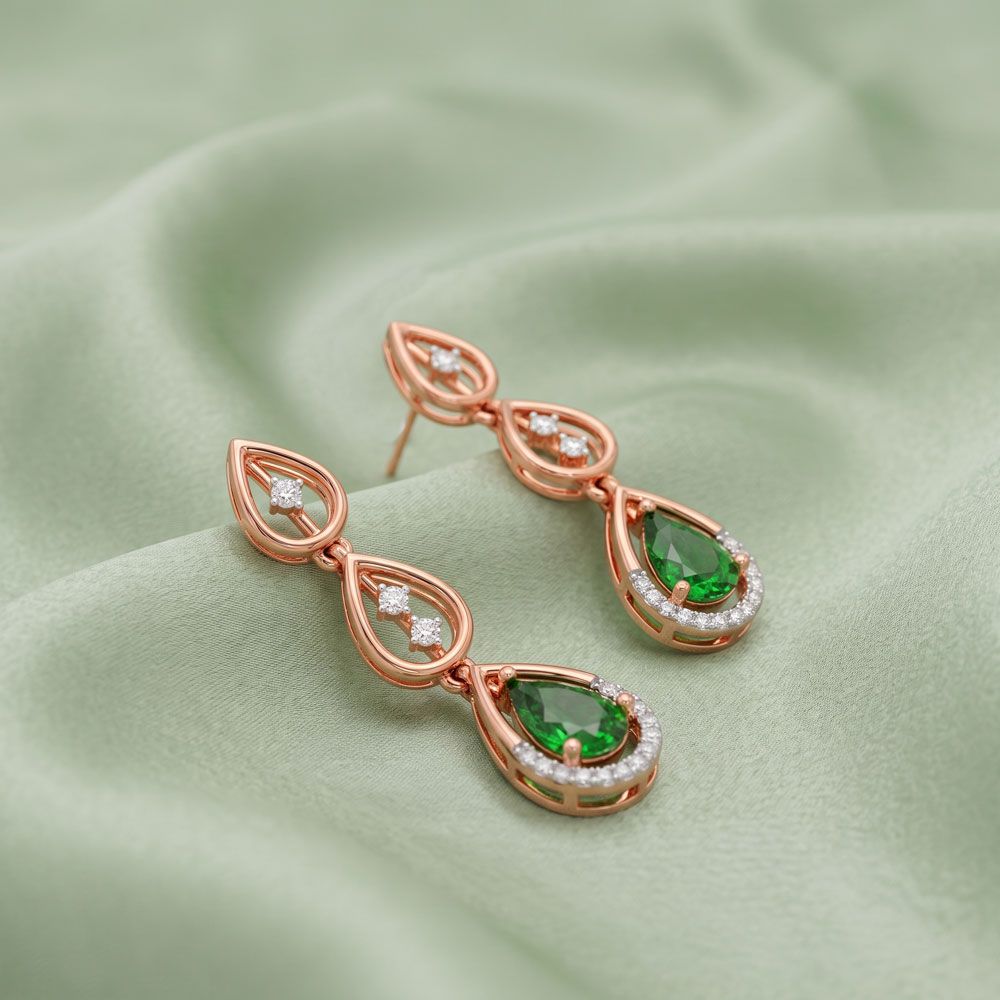 Delicate Drop Design Diamond Danglers-Earrings-OER24I31-D911X0C