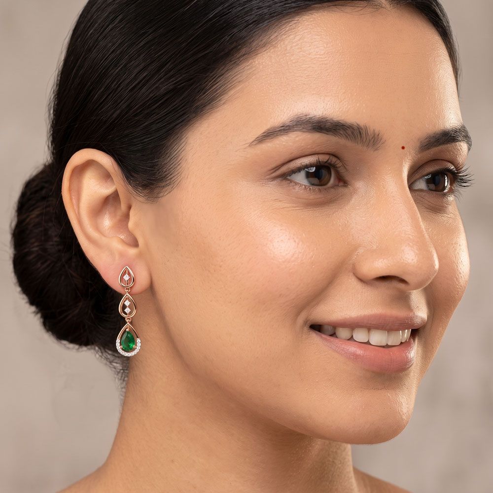 Delicate Drop Design Diamond Danglers-Earrings-OER24I31-D911X0C