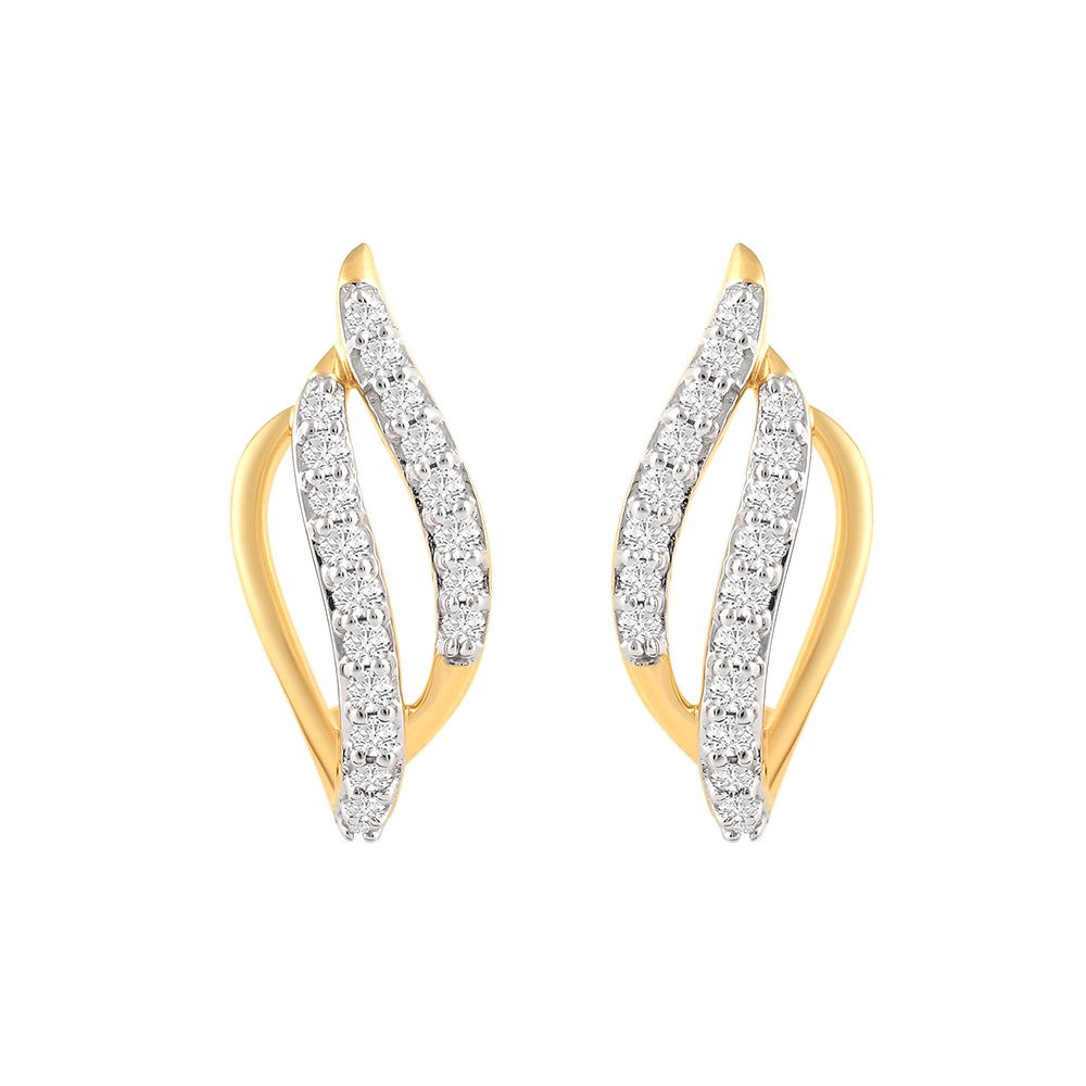 Iridescent Swirl Design Diamond Hoop Earrings-Earrings-OER24I34-D900R0C