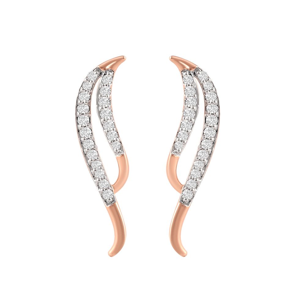 Swirl Design Diamond Earcuff Earrings-Earrings-OER24I36-D900X0C