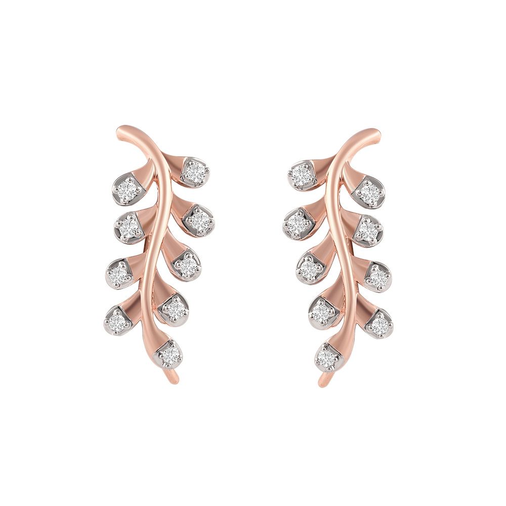 Tender Leaf Design Diamond Earcuff Earrings-Earrings-OER24I37-D900X0C