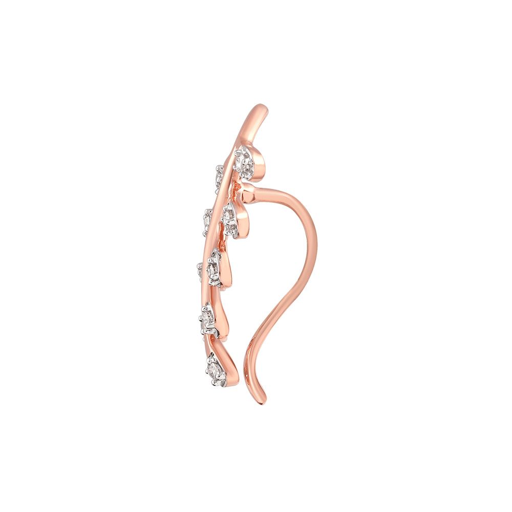 Tender Leaf Design Diamond Earcuff Earrings-Earrings-OER24I37-D900X0C