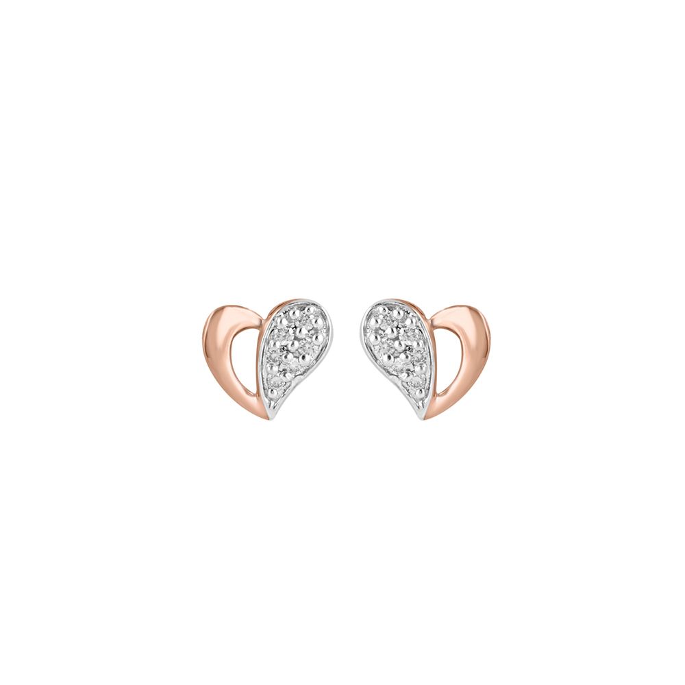 Heart Design Diamond and Rose Gold Studs-Earrings-OER24I42-D900X0C