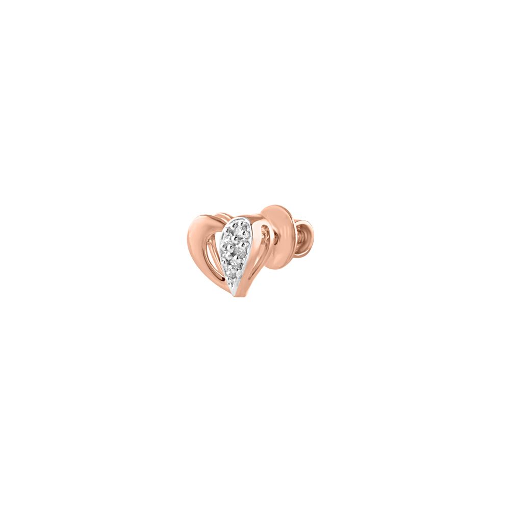 Heart Design Diamond and Rose Gold Studs-Earrings-OER24I42-D900X0C
