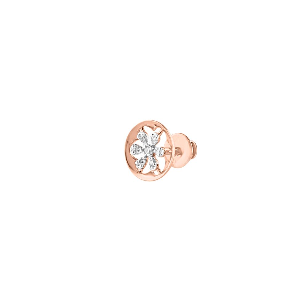 Bejewelled Floral 14Kt Rose Gold and Diamond Studs-Earrings-OER24I43-D900X0C