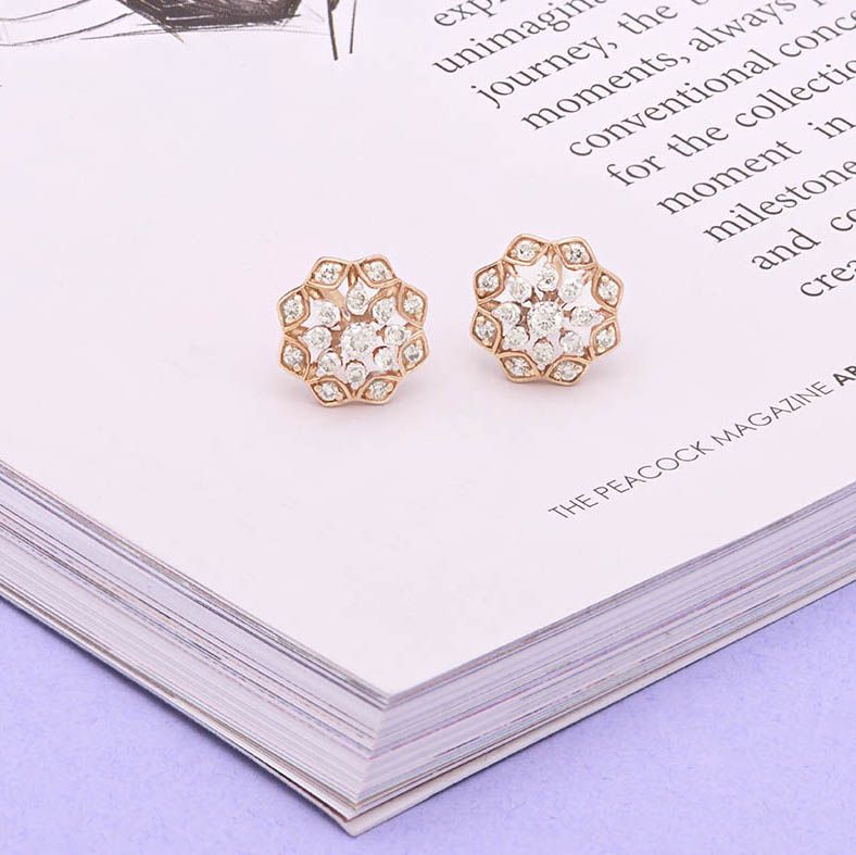Radiant Floral Diamond Studs-Earrings-OER24I52-D900X0C