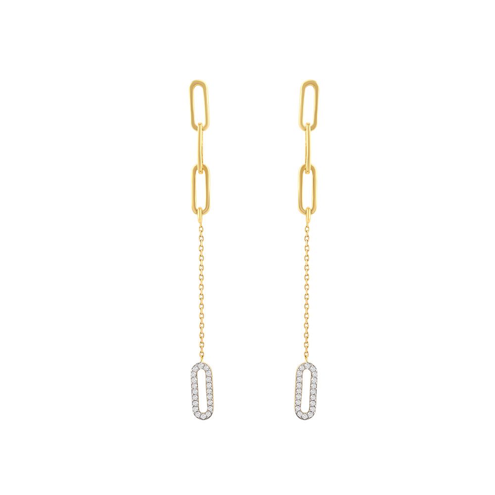 Stunning Paperclip Design Diamond Danglers-Earrings-OER24I53-D900R0C