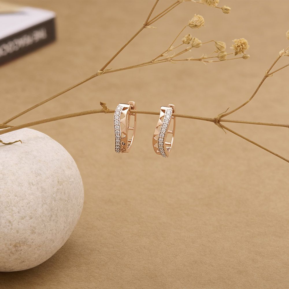 Alluring Geometric Design Rose Gold Hoop Earrings-Earrings-OER24I56-D900X0C