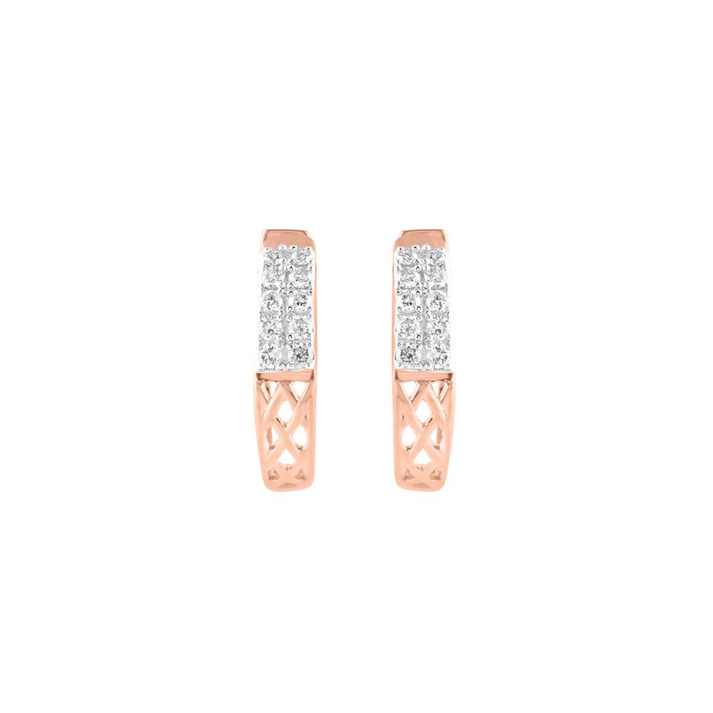 Intricate Lattice Pattern Diamond Hoop Earrings-Earrings-OER24I60-D900X0C